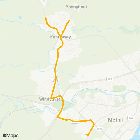 Stagecoach East Scotland Levenmouth Academy - Denhead Turning Circle map