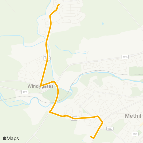 Stagecoach East Scotland Levenmouth Academy - Kennoway Shops map