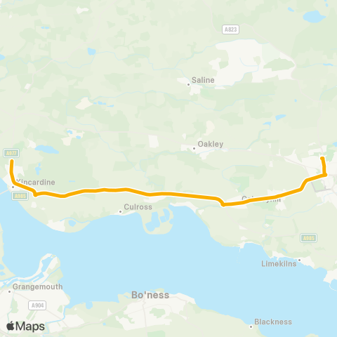 Stagecoach East Scotland Queen Anne HS - Tulliallan Golf Course map