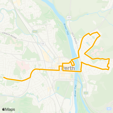 Stagecoach East Scotland S St (Stop O) - Kinnoull St (Stop H) map