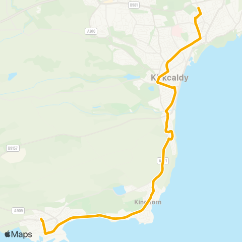 Stagecoach East Scotland Kirkton Graveyard - St Andrews HS map