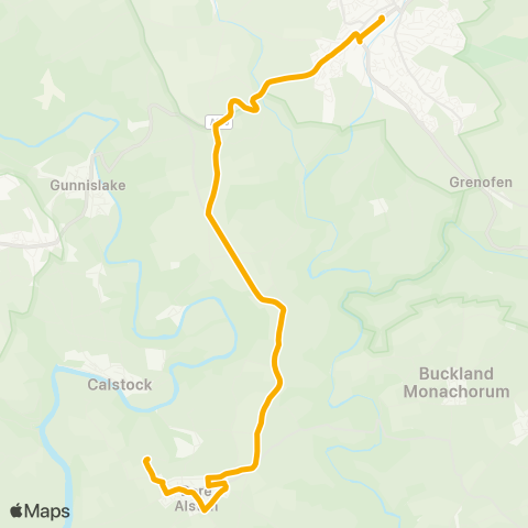 Stagecoach South West Bere Alston Sta - Bus Sta (Bay 1) map