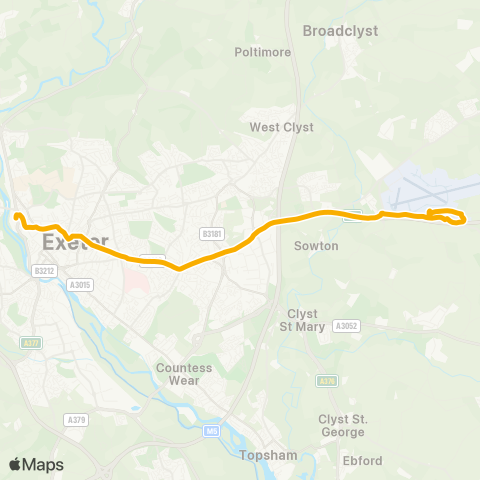 Stagecoach South West St Davids Sta (Stop B) - Exeter International Airport map