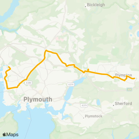 Stagecoach South West Camels Head School - District Centre map