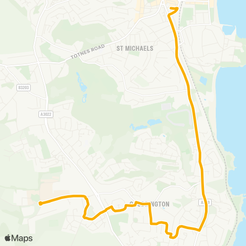 Stagecoach South West Bus Sta (Stand 5) - S Devon Coll (Stand 1) map