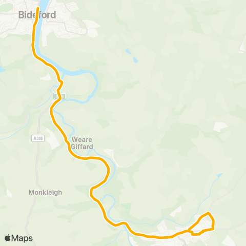 Stagecoach South West Bideford Qy (Stop A) - Dartington Fields map