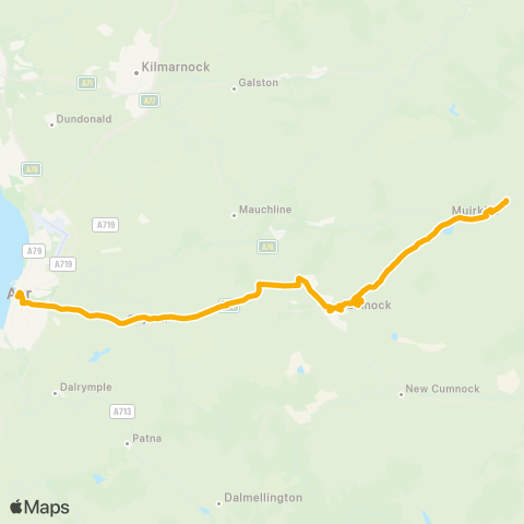 Stagecoach West Scotland Bus Sta (Stance 14) - Cumnock Bus Sta (Stance 1) map