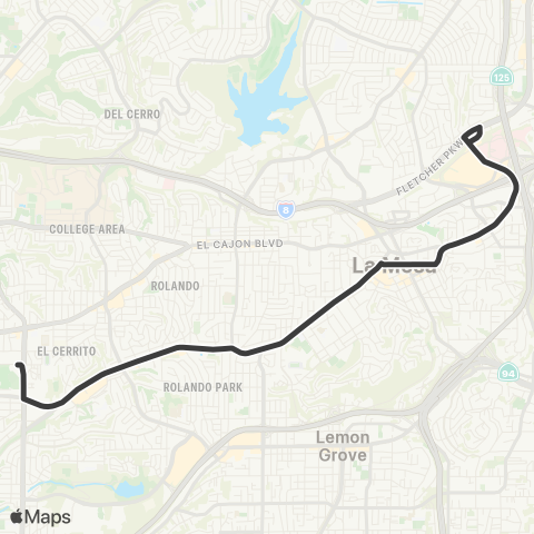 MTS University & 54th - Grossmont TC map