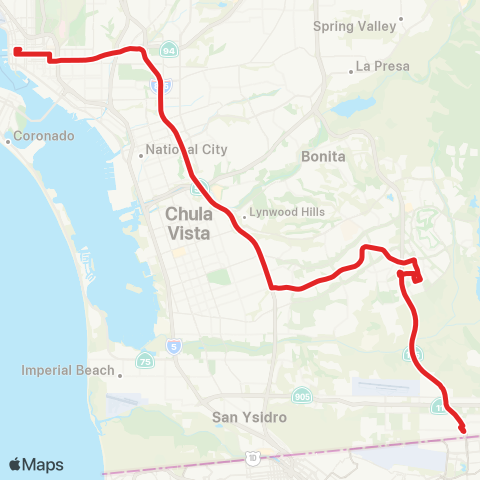 MTS Downtown - Otay Mesa TC map