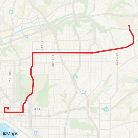 MTS Mid-City Rapid map