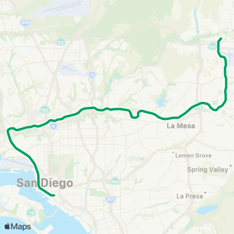 MTS Sycuan Green (Santee - 12th & Imperial) map