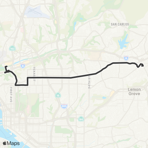 MTS Fashion Valley - La Mesa map