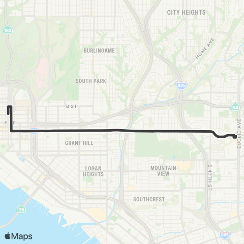 MTS Downtown SD - Euclid TC map