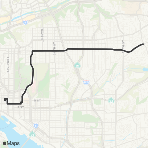 MTS Downtown SD - University / College map