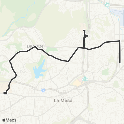 MTS El Cajon T.C. - SDSU T.C. map