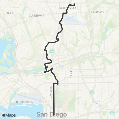 MTS Downtown SD - Kearny Mesa TC map