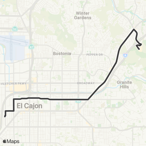 MTS El Cajon - East County Sq map