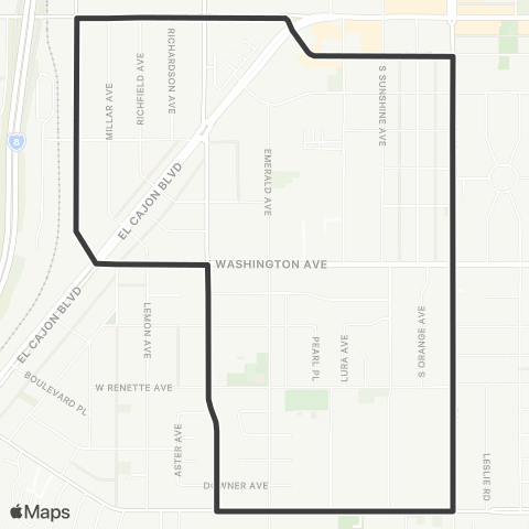 MTS El Cajon Shuttle Loop map