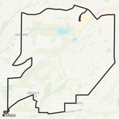 MTS Oak Park-Emerald Hills Loop Cw map