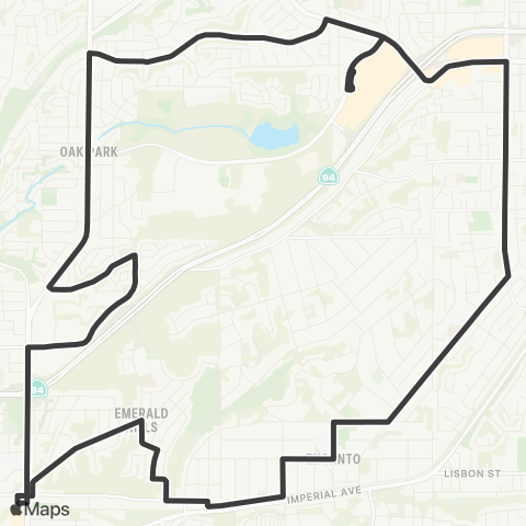 MTS Oak Park-Emerald Hills Loop Ccw map