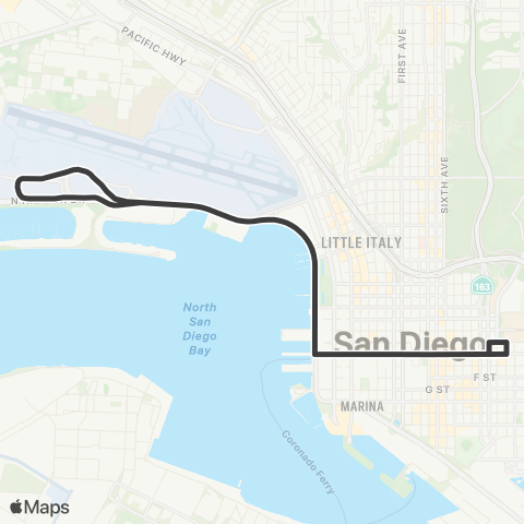 MTS Airport / Downtown Shuttle map