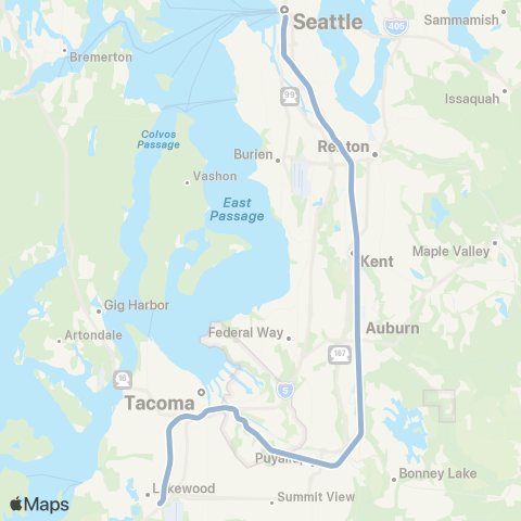 Sound Transit Seattle - Tacoma / Lakewood map