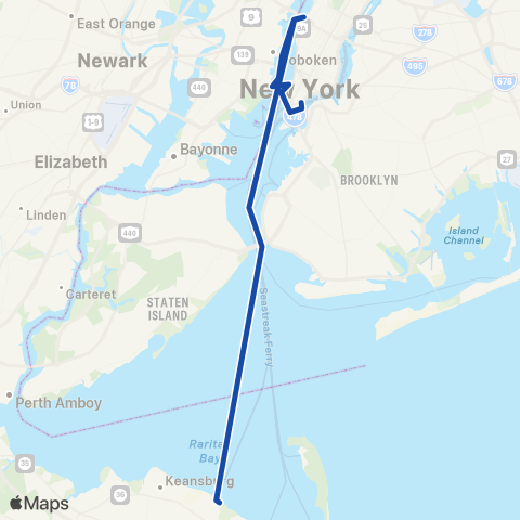 Seastreak New York City / New Jersey map