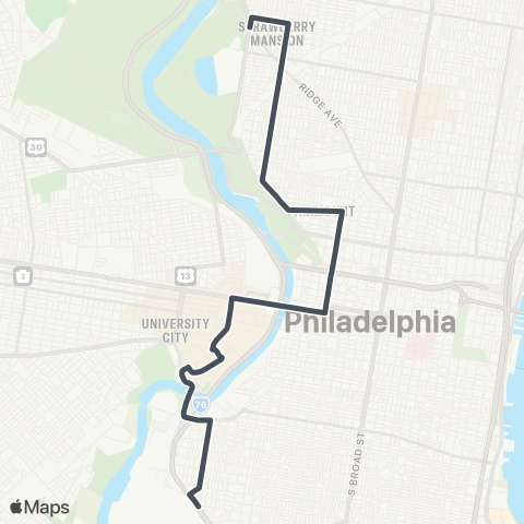 SEPTA 33rd-Dauphin to 29th-Snyder map