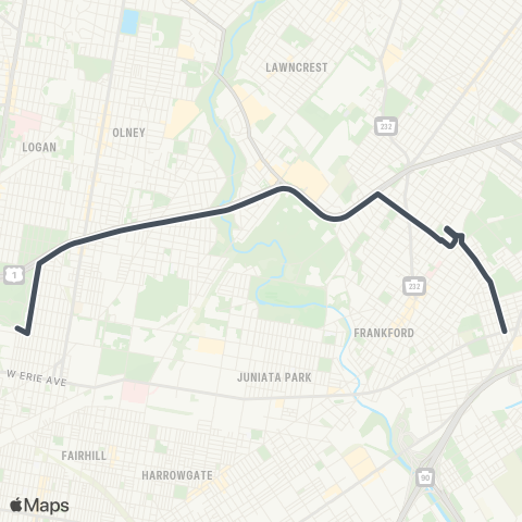 SEPTA Torrsdl-Brdg to 10th-Lycomng map