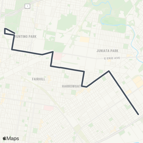 SEPTA Richmnd-Vnango to 10th-Lycomng map