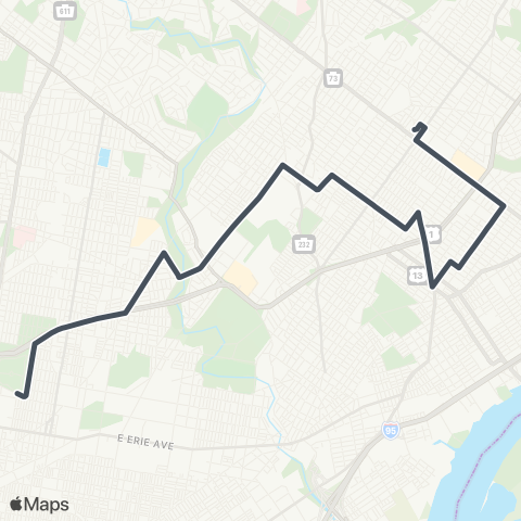 SEPTA Castr-Cottmn to 10th-Lycomng map