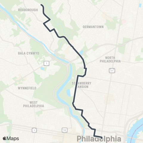 SEPTA Henry-Cinnamnsn to Junpr-Commrce map