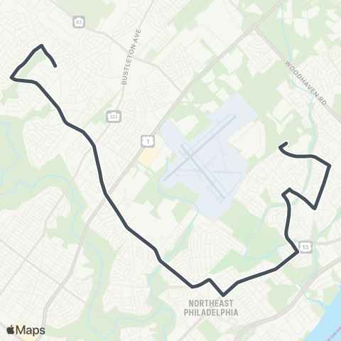 SEPTA Welsh-Bridal to Acadmy-Chalfnt map