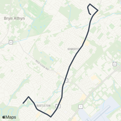 SEPTA Bustltn-County Ln to Verree-Marchmn map