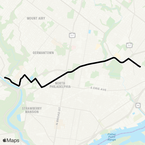 SEPTA R - Wissahckn TC / Henry-Midvl to FTC map