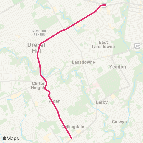 SEPTA Route 102 map