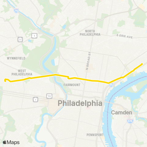 SEPTA Route 15 map