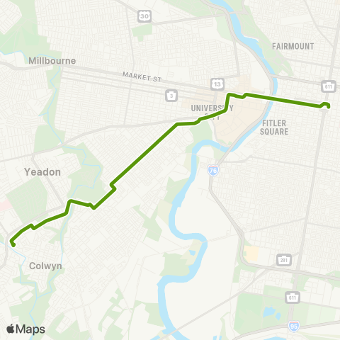 SEPTA Metro Subway-Surface Trolleys (Route 10, 11, 13, 34, 36) map