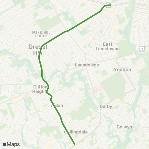 SEPTA Route 102 map