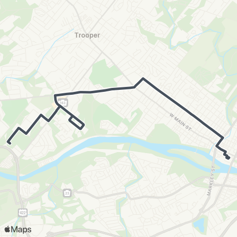 SEPTA Audubon to Norristown TC map