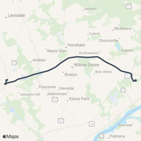 SEPTA Parx Casino to Plymouth Meeting map