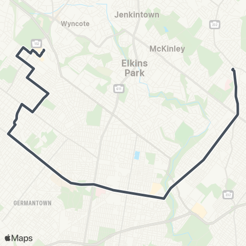 SEPTA Fox Chase to Cedarbrook Plaza map