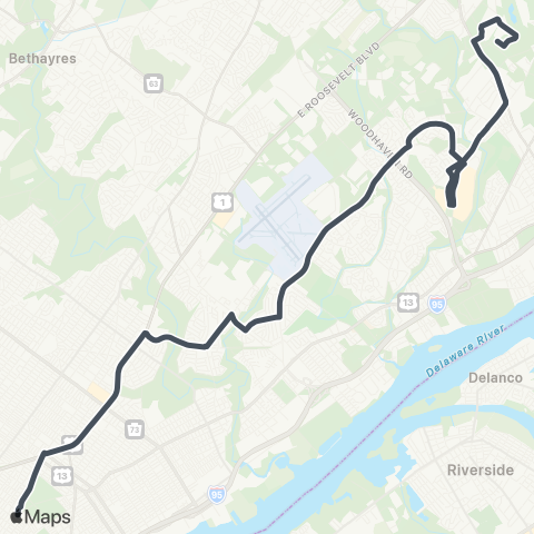 SEPTA Philadelphia Mills to FTC map