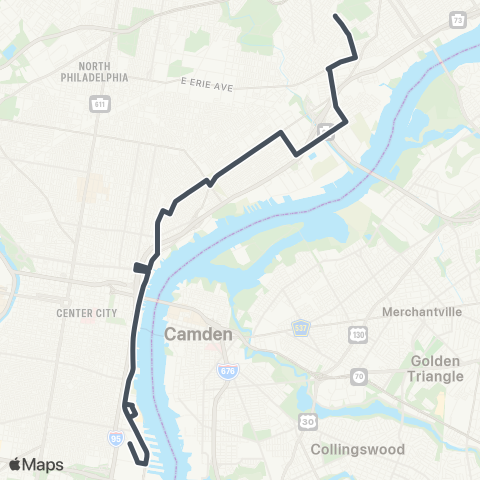 SEPTA FTC to Columbus Commons map