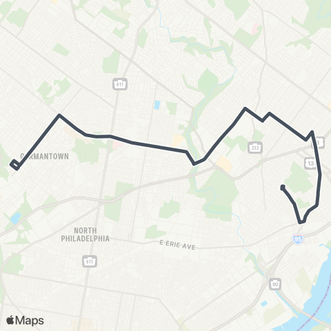 SEPTA FTC to Chelten Av Station map