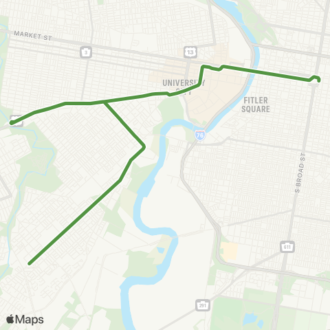 SEPTA Route 34 map