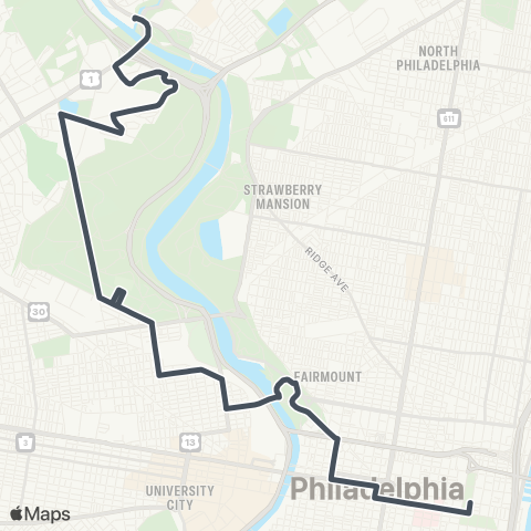 SEPTA 5th-Market to Wissahickon TC map