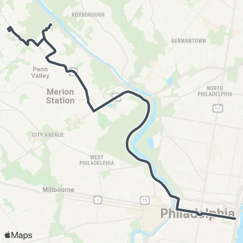 SEPTA Front-Market to Ardmore map