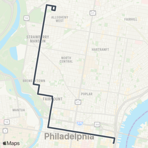 SEPTA Front-Market to 27th-Allegheny map