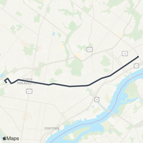 SEPTA 23rd-Venango to Torresdale-Cottman map